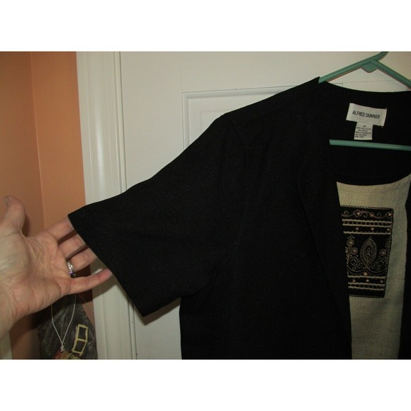 Alfred Dunner Womens Black & Tan Polyester One-Piece Open Cardigan Blouse Sze 12 - Picture 6 of 7